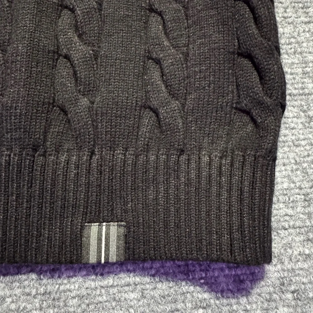 FILA Baseline Cable Knit Vest‎ Mens Large Black Sleeveless Sweater Heavyweight